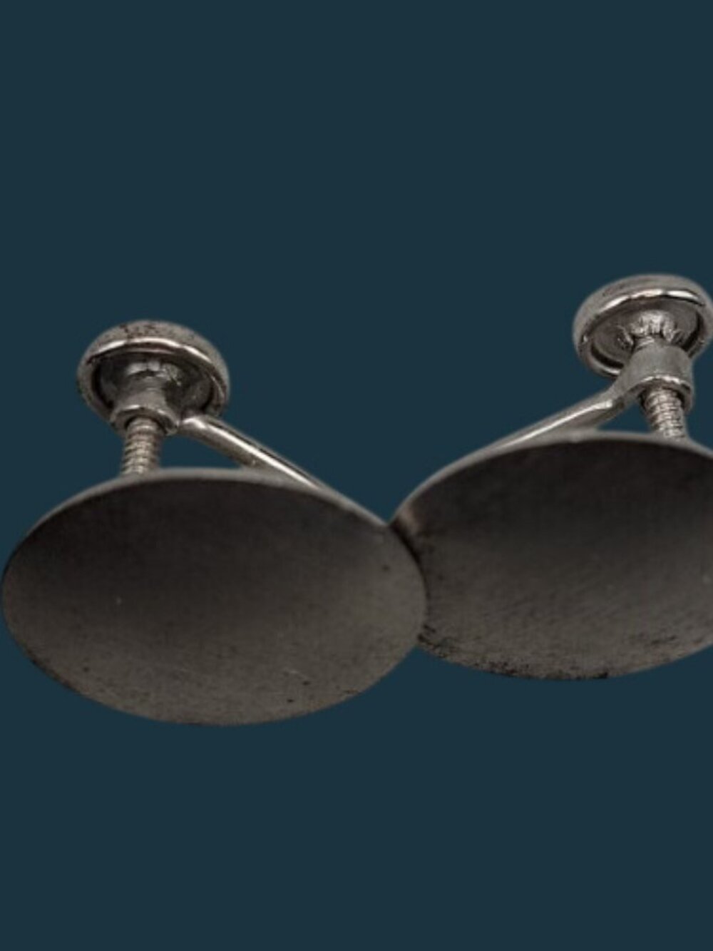 Vintage Beau Sterling Silver Circle Screw Back Earrings Signed 1950s 925 Casual - Picture 6 of 9
